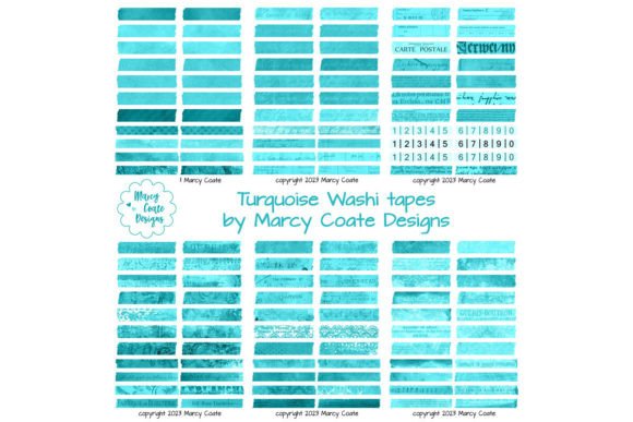 Download Turquoise Digital Washi Tape Printable - Digital Collection