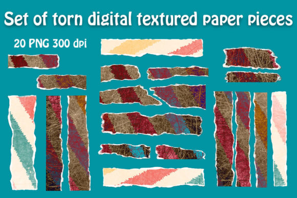 Download Set of Torn Digital Paper Pieces - Digital Collection