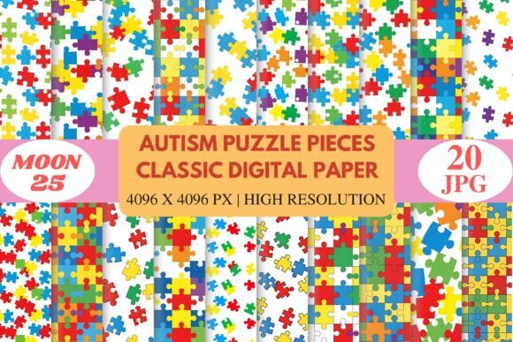 Download Autism Puzzle Pieces Classic Digital Pap - Digital Collection
