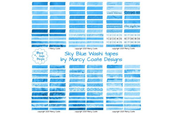 Download Sky Blue Digital Washi Tape Printable - Digital Collection
