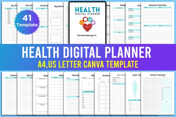 Download Editable Health Digital Planner Canva - Digital Collection