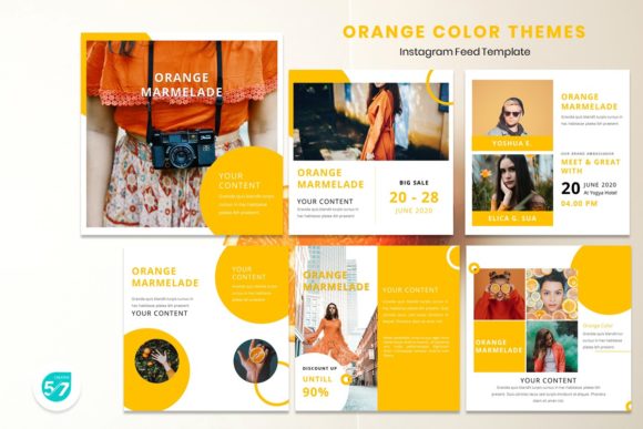 Download Instagram Feed Template - Orange Color - Feed Collection
